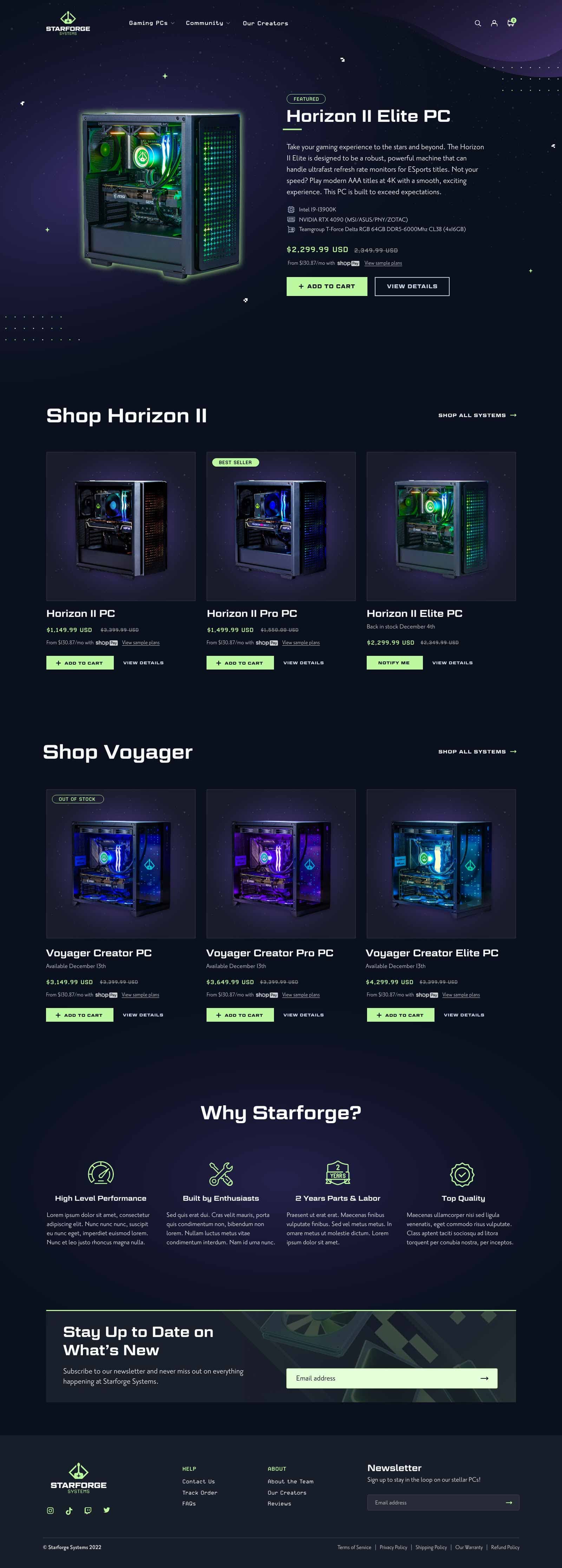 A screenshot of a redesigned homepage.